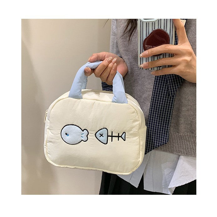 Cute Embroidered Fish-Themed Lunch Bag Bowlift
