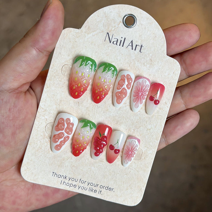Fruit-Themed Press-On Nail Art Set Bowlift