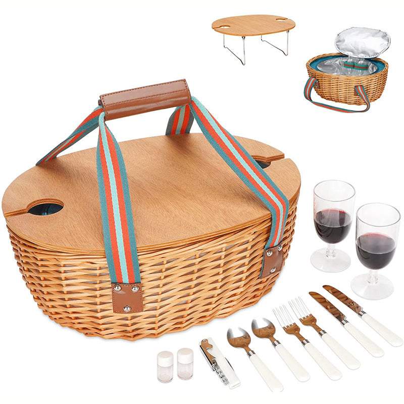 Ladies picnic basket with integrated cooling system and extensive dish set Bowlift