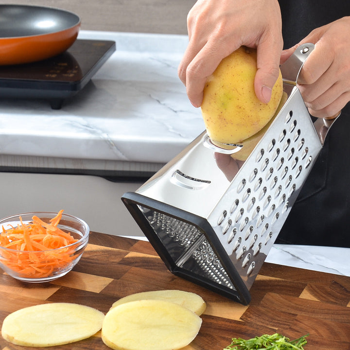 Ergonomic stainless steel cheese and vegetable grater Bowlift