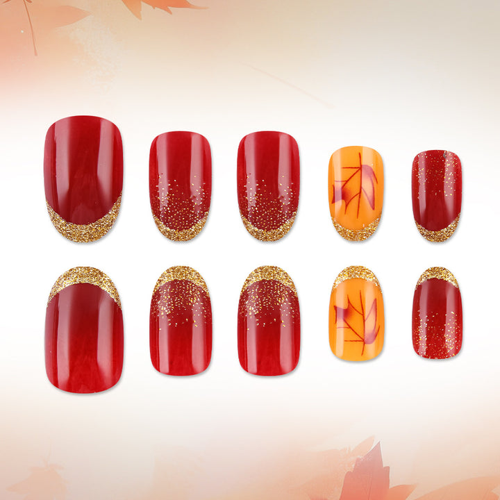 Elegant Fall-Themed Gel Nail Art Bowlift