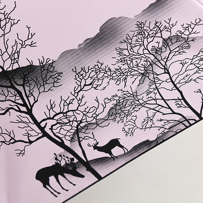 Ladies Foldable Umbrella with Artistic Nature Design Bowlift