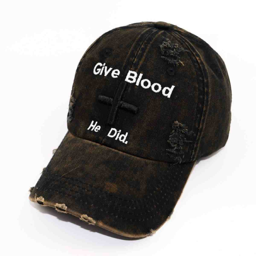 Women's Distressed Graphic Baseball Cap with Inspirational Message Bowlift