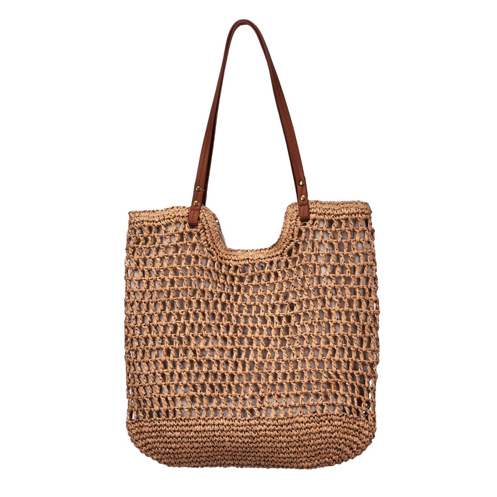 Handwoven cotton bag with leather handles Bowlift