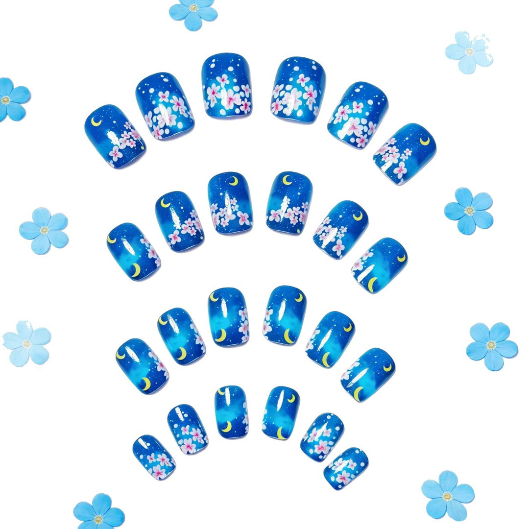 Artistic Night Sky Floral Nail Art Bowlift