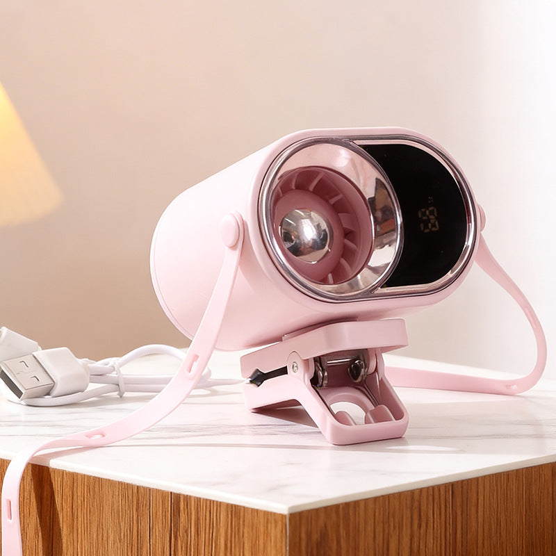 Ladies multitasking table fan with integrated LED display and clamp mounting Bowlift