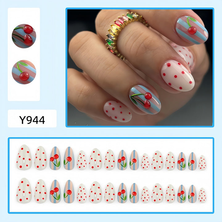 Creative art nails with cherry design Bowlift