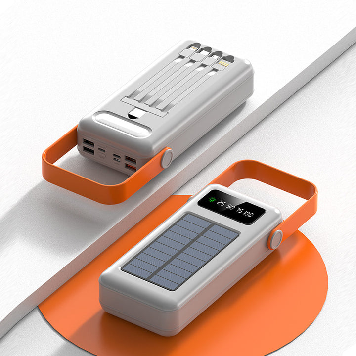 Multifunctional Solar Powerbank with Integrated Charging Cables Bowlift