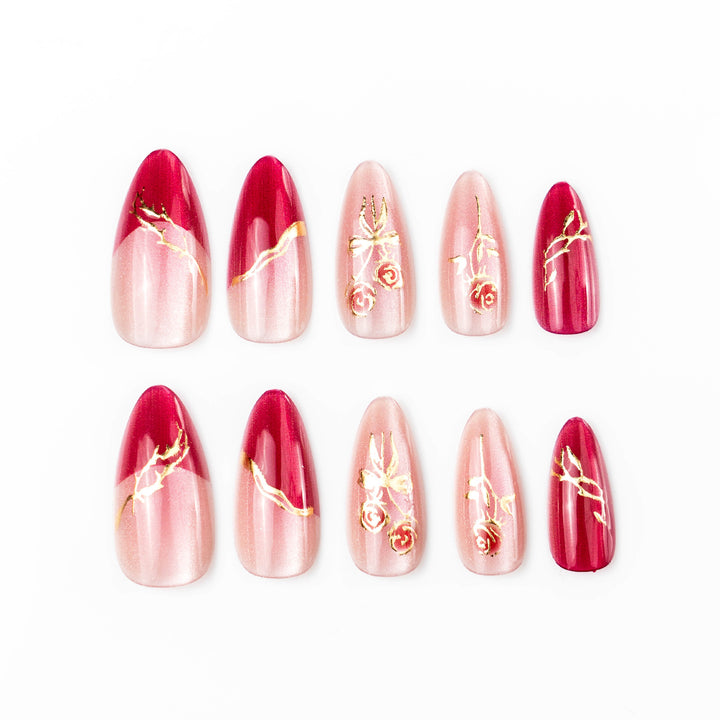 Elegant artificial nails with flower pattern Bowlift