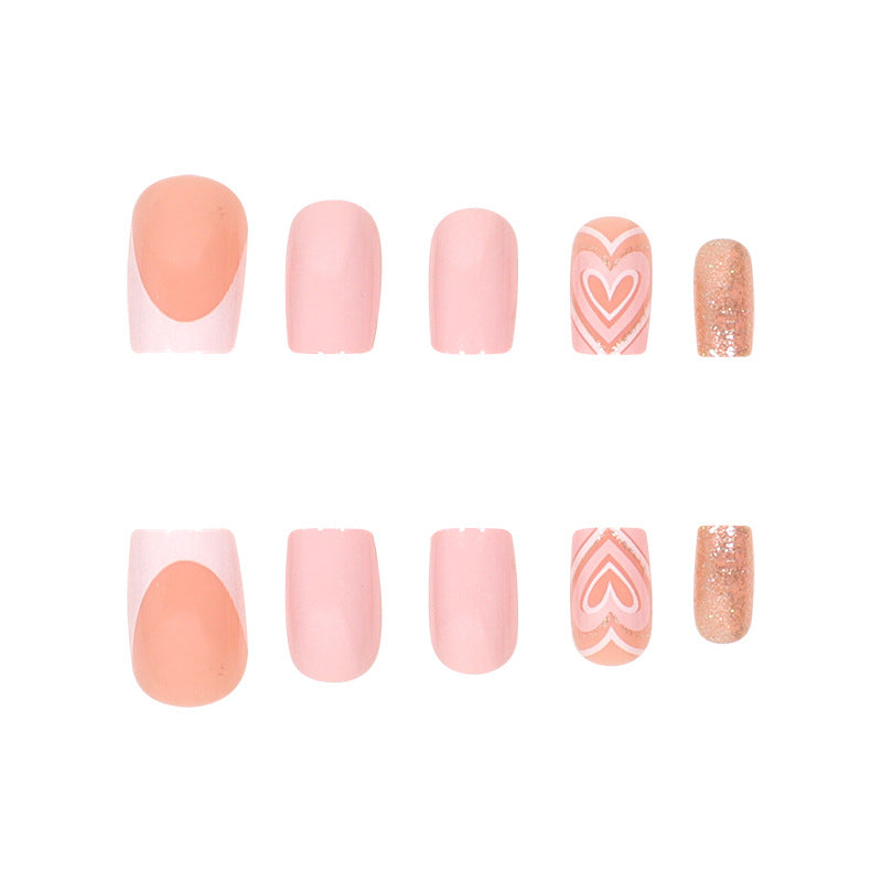 Deluxe Heart-Design Press-On Nails Bowlift
