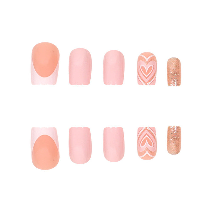 Deluxe Heart-Design Press-On Nails Bowlift