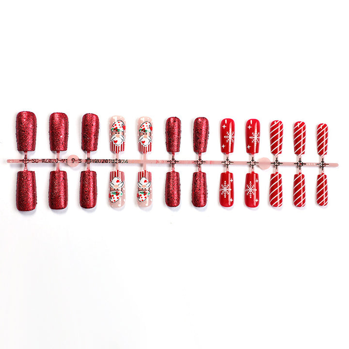 Artificial nail set with festive Christmas motifs and glitter Bowlift