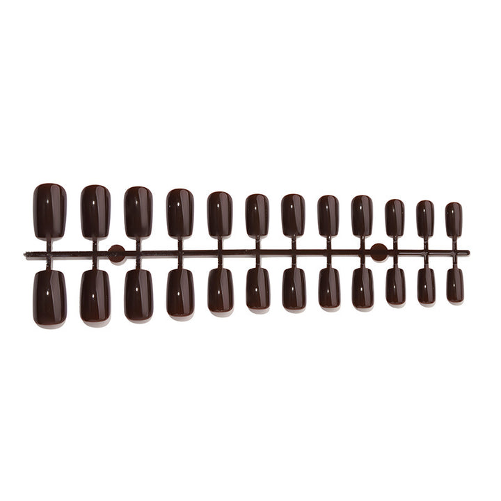 Artificial nail set with shiny dark brown finish Bowlift