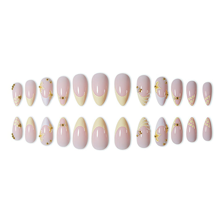 Elegant Natural Floral Press-On Nail Art Bowlift
