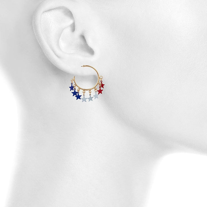 Women's playful star pendant hoop earrings with multi-part hanging elements Bowlift