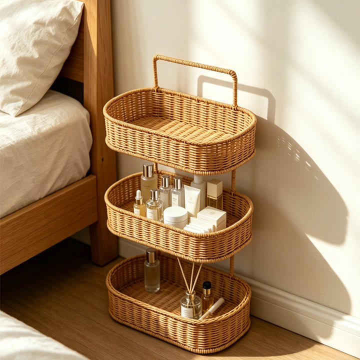 Multi-Tiered Wicker Storage Organizer Bowlift