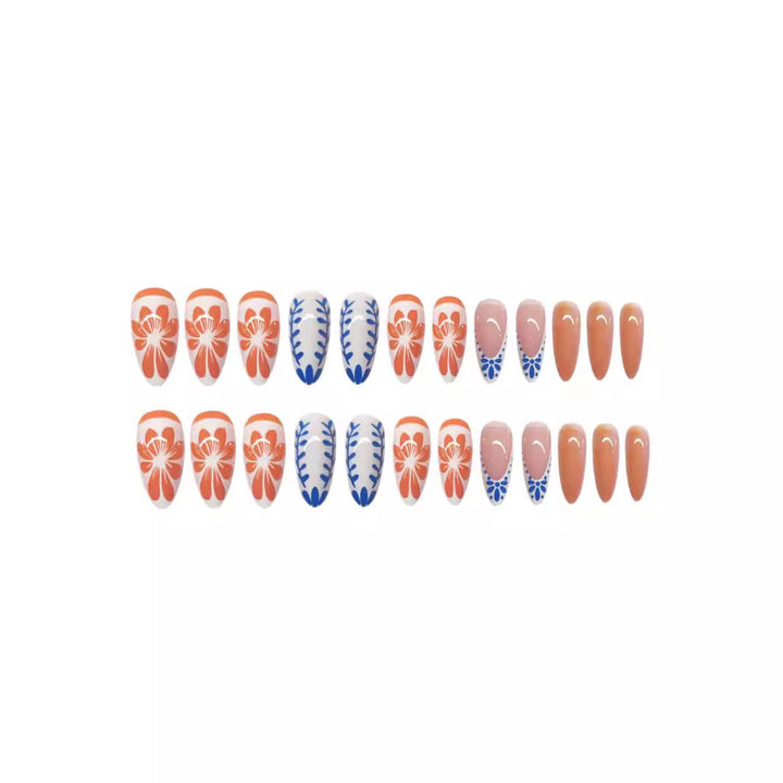 Artistic Floral Press-On Nail Design Bowlift