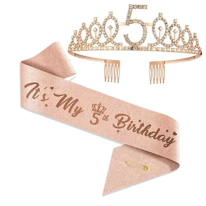 Women Glittering Tiaras with Festive Birthday Banner Bowlift