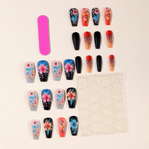Floral Art Acrylic Nail Set Bowlift