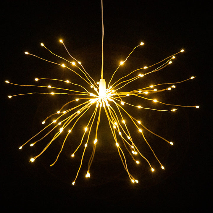 Solar-Powered Starburst Hanging LED Garden Lights With Waterproof Firework-Shaped Clusters And Automatic Dusk-To-Dawn Sensor Bowlift