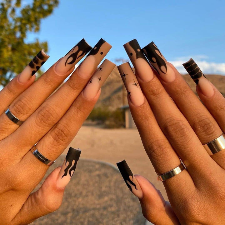 Artistic Nail Art in Stylish Flame Design Bowlift