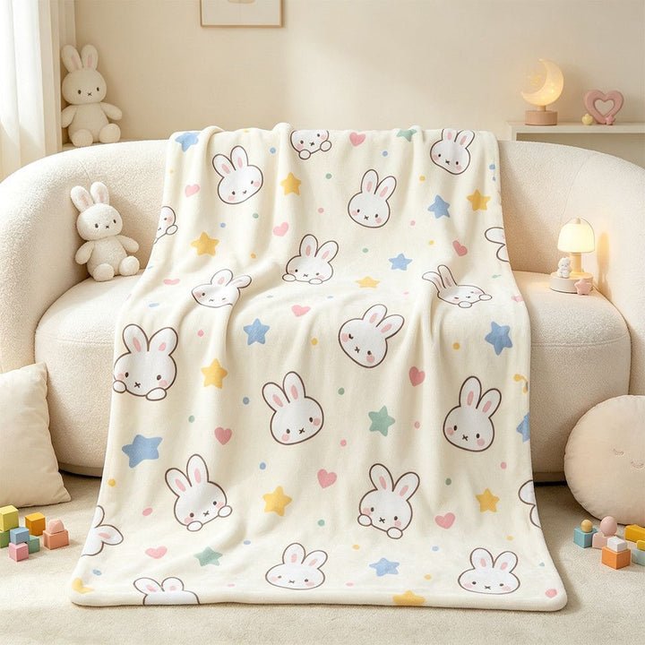 Cute Bunny-Themed Fleece Blanket