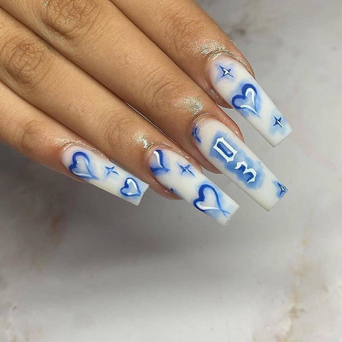 Artful Nail Extensions with heart-shaped and modern designs Bowlift