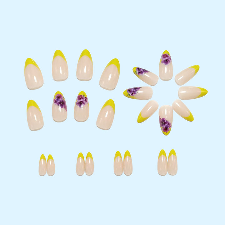 Artificial nails with colorful flower design Bowlift