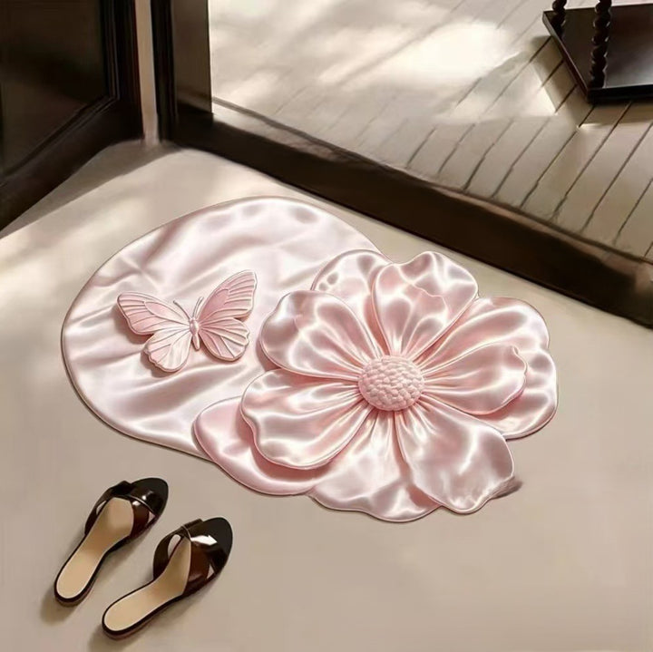 Floral Print Plush Area Rug