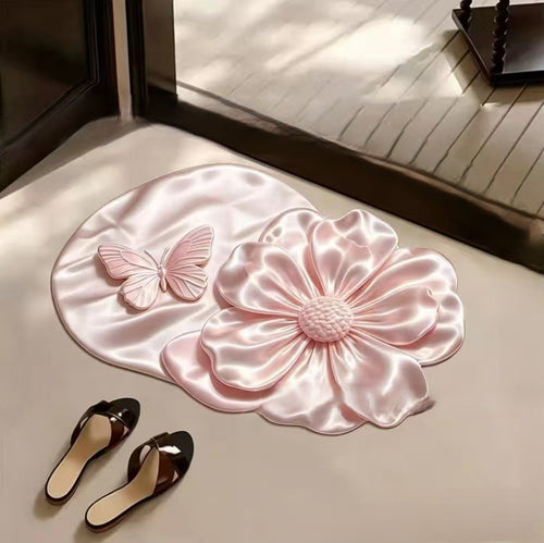 Floral Print Plush Area Rug