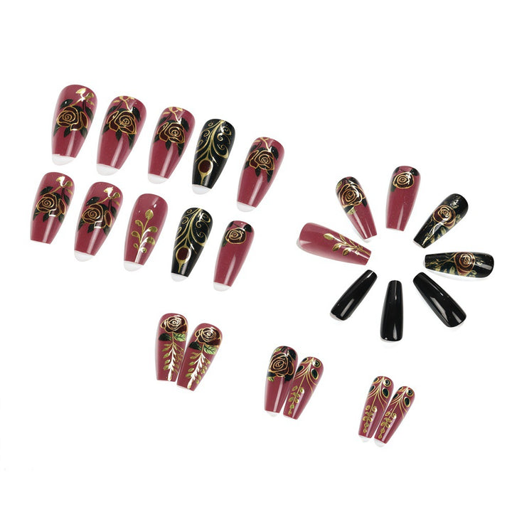 Artificial Nail Set with Floral and Elegant Decorations Bowlift