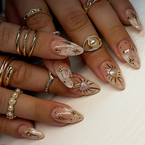 Glamorous Artistic Press-On Nail Set Bowlift