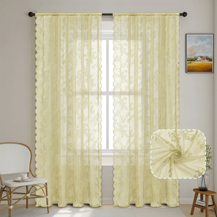 Elegant Floral Lace Window Drapes