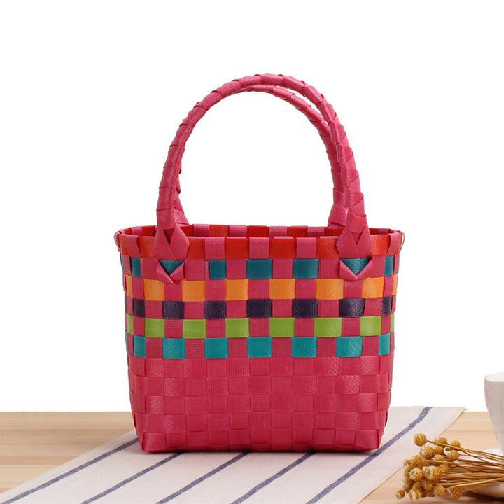 Handbag made of woven material with a stylish check pattern Bowlift