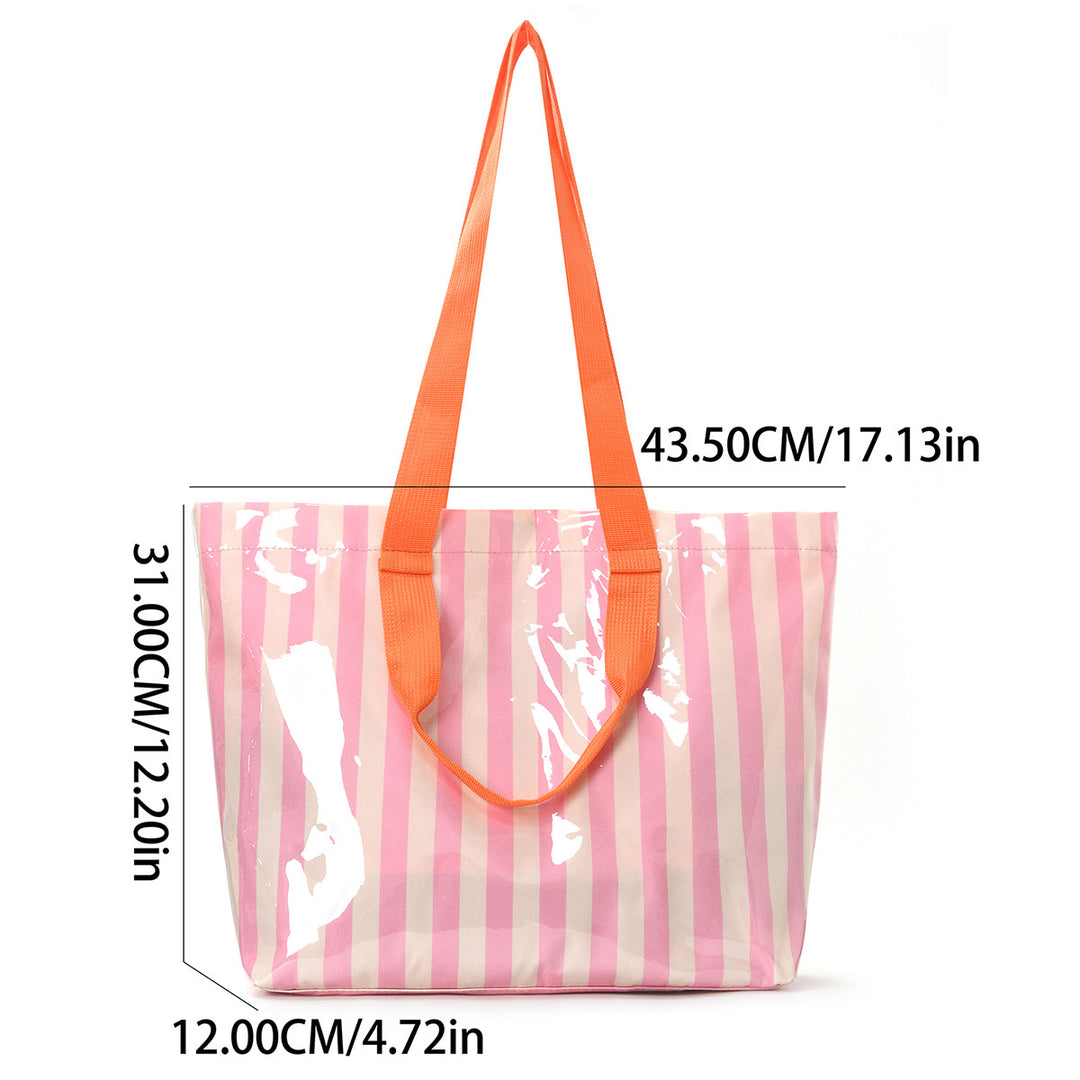 Spacious beach bag with transparent design and colorful stripes Bowlift