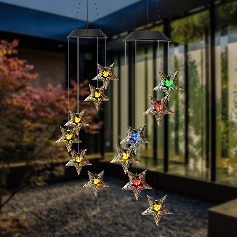 Decorative Hanging Star Wind Chime With Brass Stars And Tubular Aluminum Chimes Bowlift
