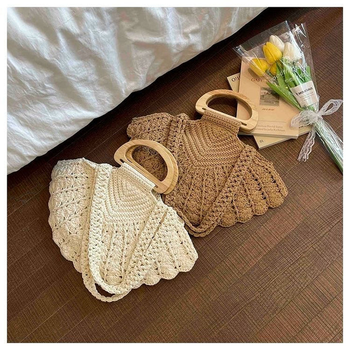 Handbag with wooden handles Bowlift