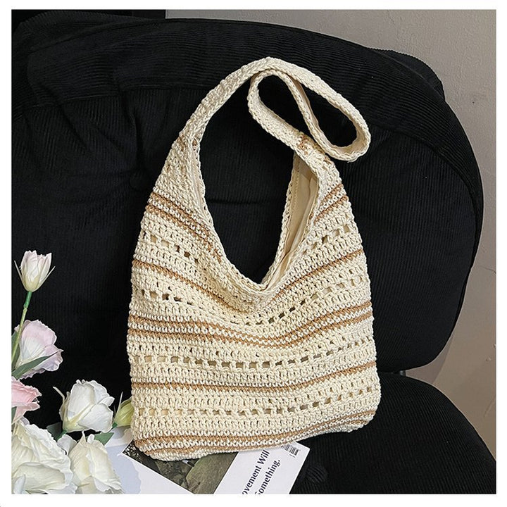 Hand-knitted shopping bag with air stitch pattern Bowlift
