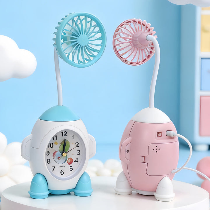 Ladies multifunctional table clock with integrated fan Bowlift