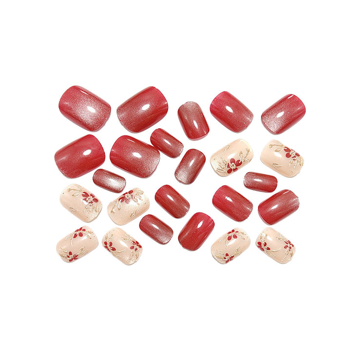 Elegant Artificial Nail Set with Floral Accents Bowlift