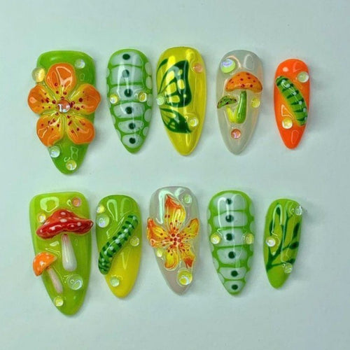 Creative Nature-Themed Press-On Nails Bowlift
