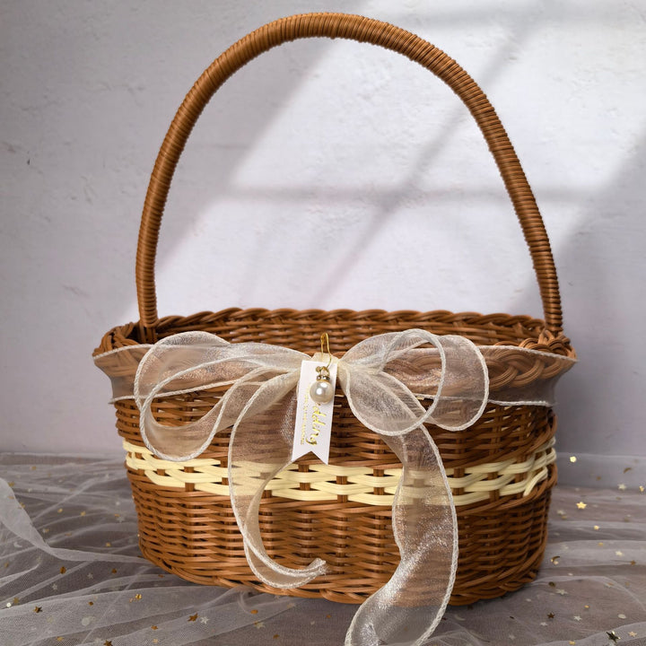 Women elegant handwoven shopping basket Bowlift