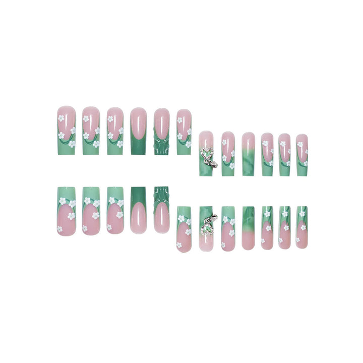 Decorative Floral Press-On Nail Enhancements Bowlift