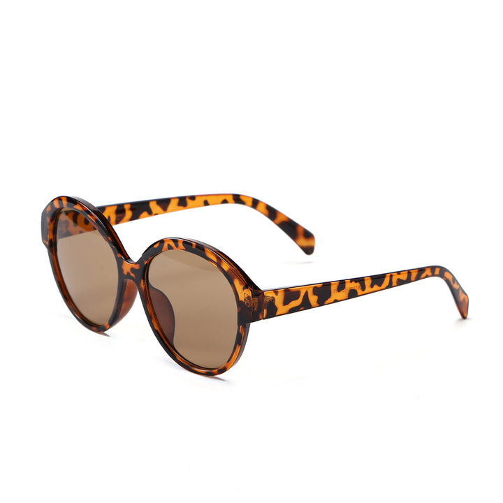 Women's round fashionable sunglasses with striking leopard pattern Bowlift