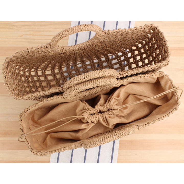 Handbag Made of Handwoven Wicker with Elegant Round Handle Bowlift