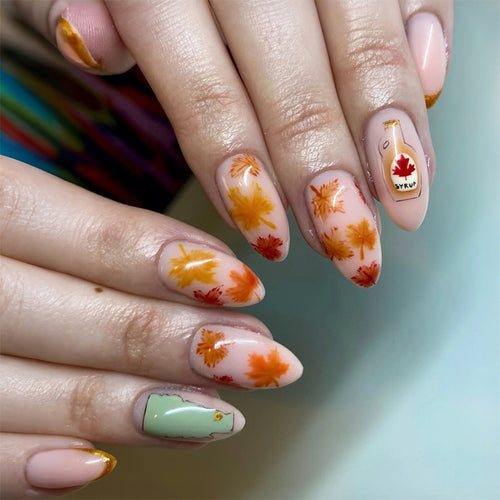 Autumn-Inspired Press-On Nail Art Set Bowlift