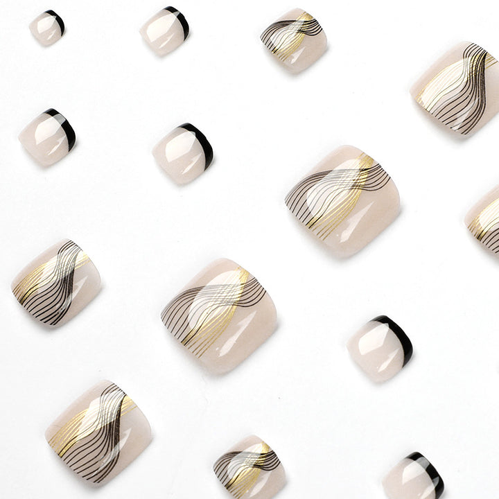Artful toenail art with elegant wave design Bowlift