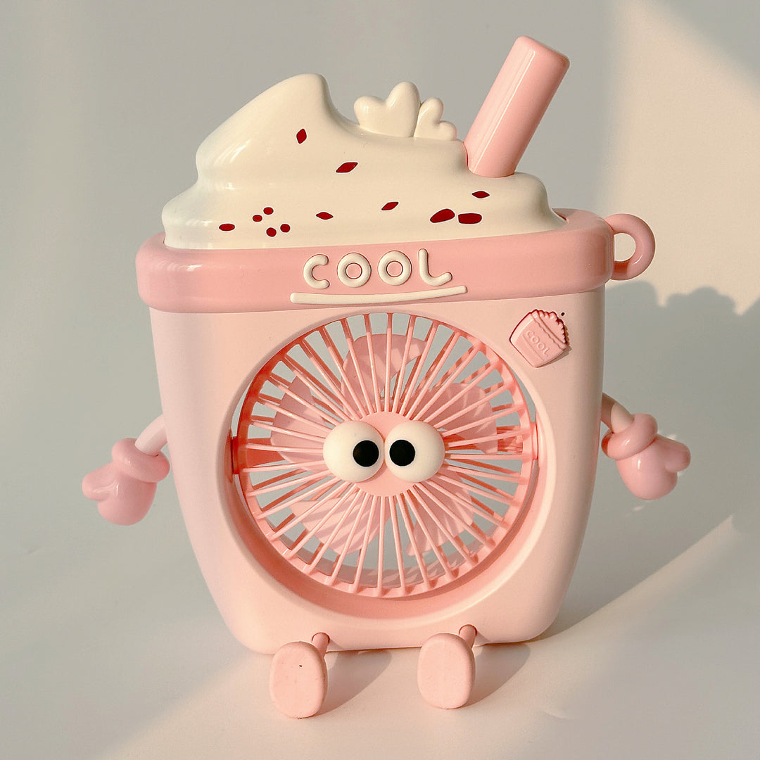 Women Portable Mini Fan with Cute Dessert Design Bowlift
