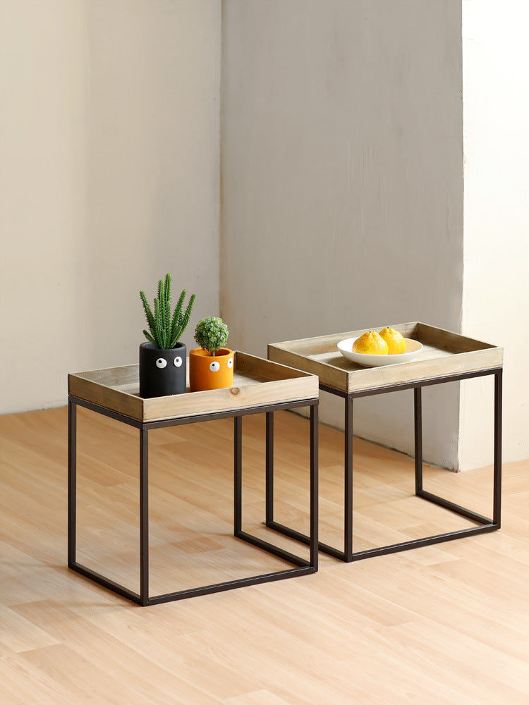 Modern side table with wooden tray Bowlift