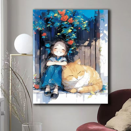 Illustrated Cat-Themed Wall Art Bowlift